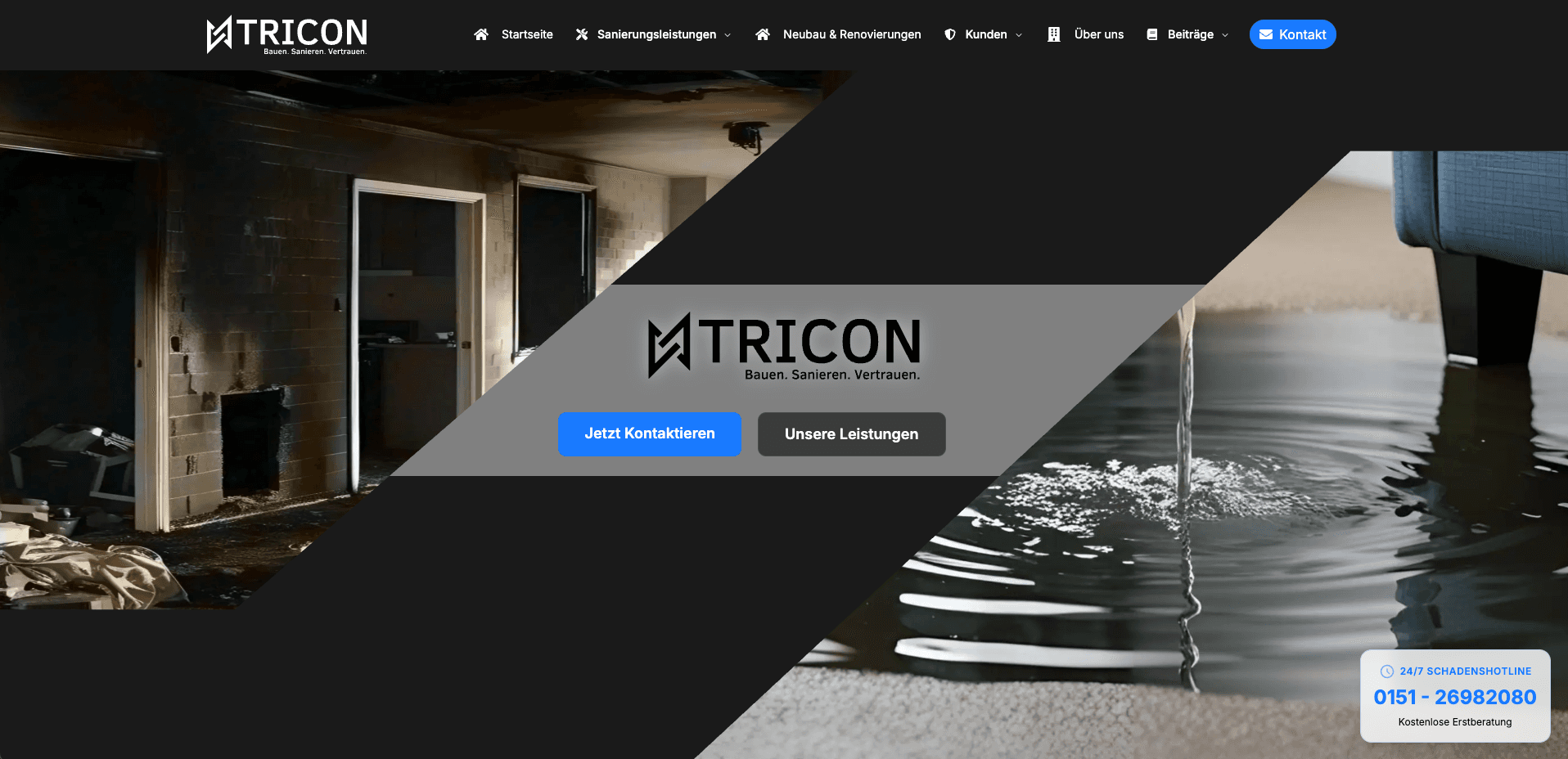 A customized business website for a construction and renovation company with keyword optimization and contact form.